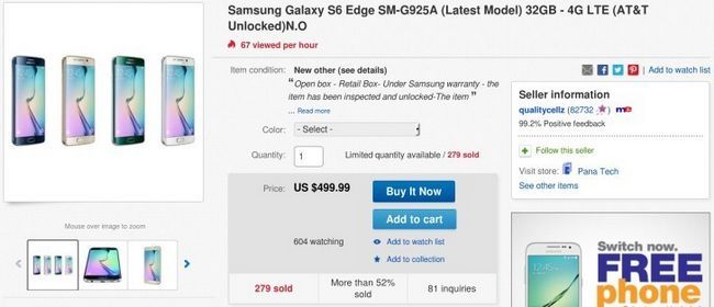 Fotografía - [Offre Alerte] Unlocked Samsung Galaxy S6 bord descend à 500 $ sur eBay